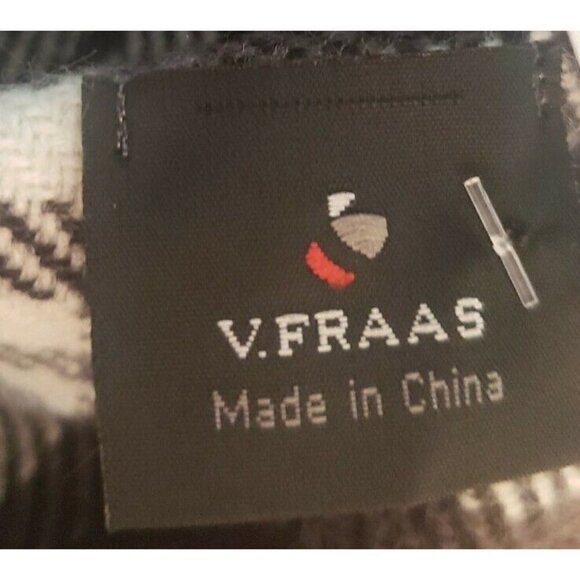 NEW V.FRAAS UNISEX BLACK PLAID FRINGE SCARF - Picture 3 of 3